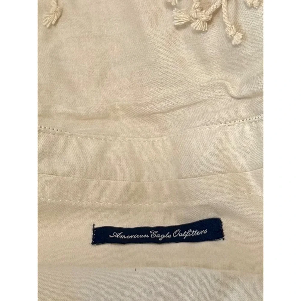 American Eagle Outfitters Cream Macrame Fringe Boho Clutch Bag Neutral Woven New